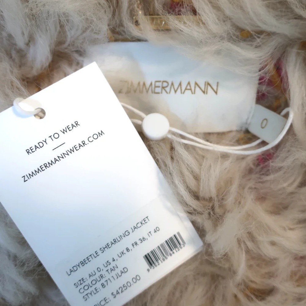 Zimmermann Ladybeetle Embroidered Shearling Jacket Multicolor Leather Size 0 NEW - Picture 5 of 6